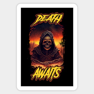 Death Awaits Grim Reaper Angel Of Death Sticker